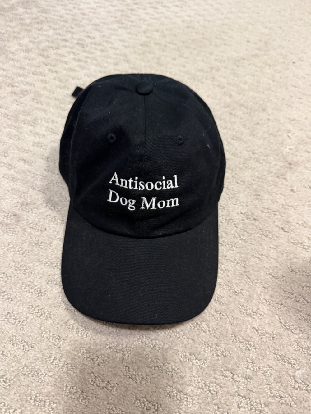 Antisocial Dog Mom Embroidered Baseball Cap - Black